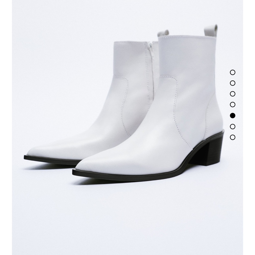 Zara White Leather Cowboy Booties (size 37) NWT